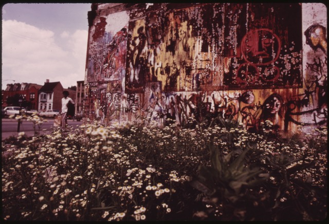 Deteriorated wall mural - Deteriorated wall mural adjacent to a vacant lot on 35th street in South side Chicago.