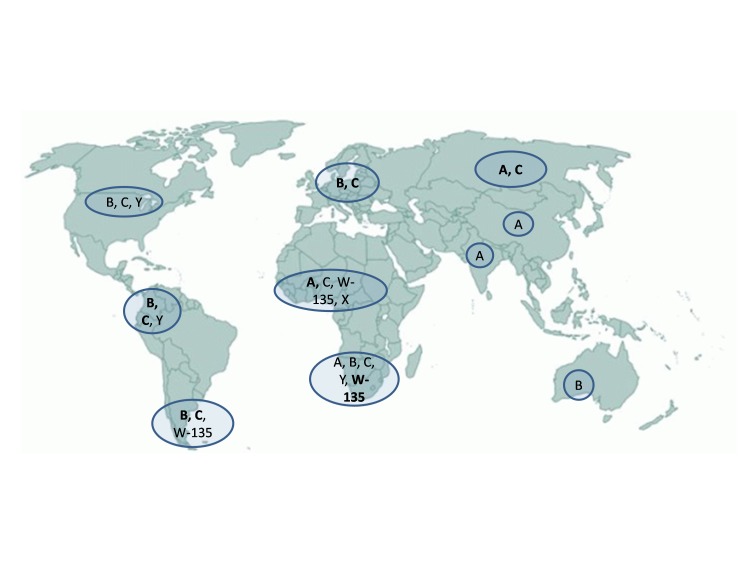 Distribution of Meningococcal serogroups in the world - Distribution of Meningococcal serogroups in the world