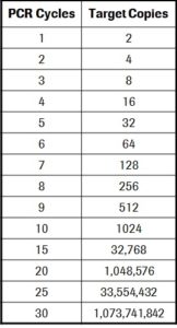 PCR Cycle and Target copies