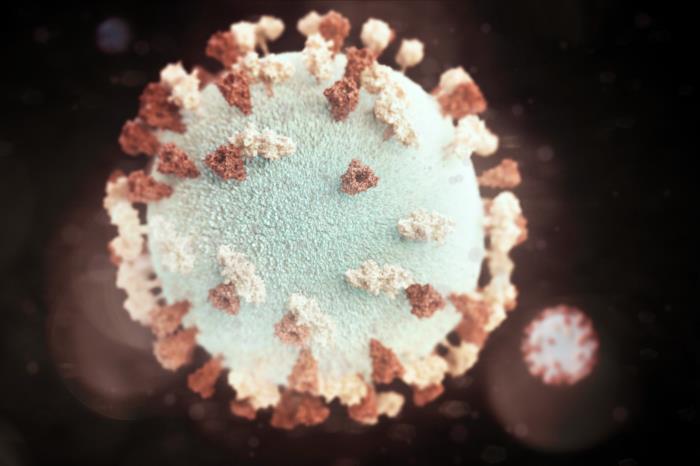 Mumps virus - 3D graphic representation of a spherical-shaped mumps virus particle
