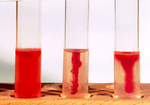 Test for Bacterial Motility: Center (Non-motile); Corners (Motile) - Motile organisms will migrate out from the line of inoculation, causing visible turbidity throughout the tube (corner tubes are motile). Nonmotile organisms will grow only along the line of inoculation (observe the tube at the center).