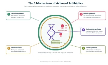 Mechanism of Action of Antibiotics: 5 Types and Classification