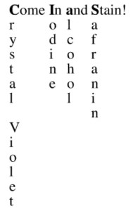 An easy way to remember the steps of the Gram stain