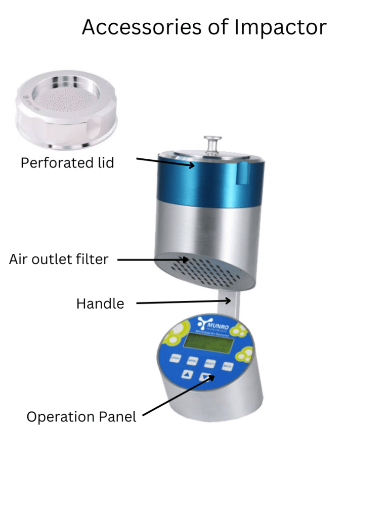 Parts of impactor microbial air sampler