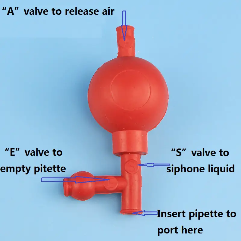 Three valve pipette bulb